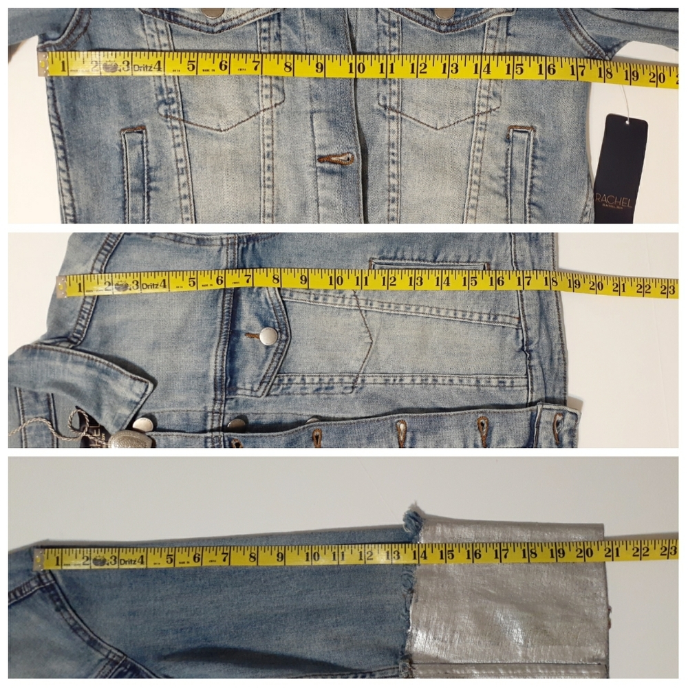 πHP!ππNEW RACHEL Rachel Roy Silver Cuff Denim Jacket - Picture 9 of 10